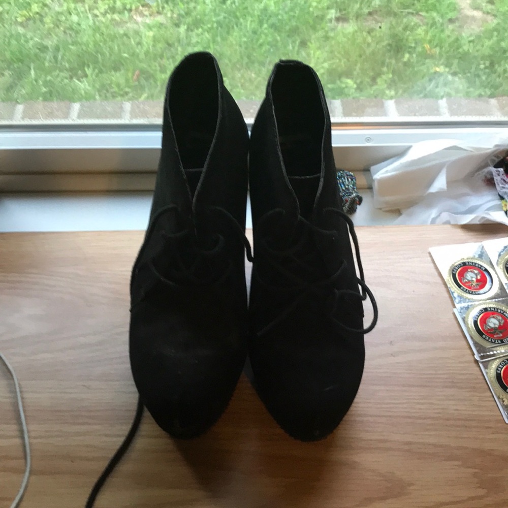 Black high heeled booties